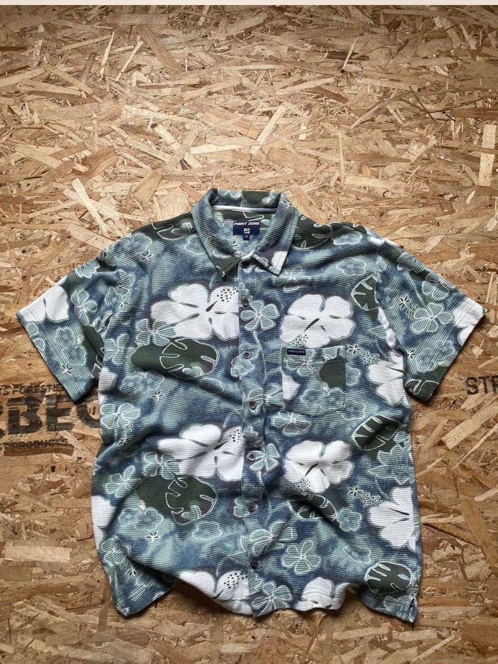 Point Zero Blue Green Floral Short-Sleeve Button-Down Shirt